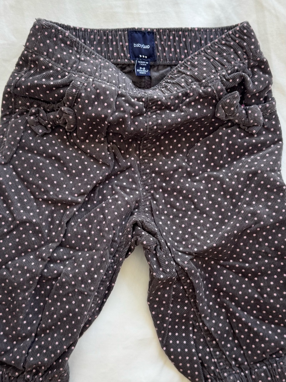 GAP Baby Gap Gray Corduroy Leggings with Pink Polka Dots